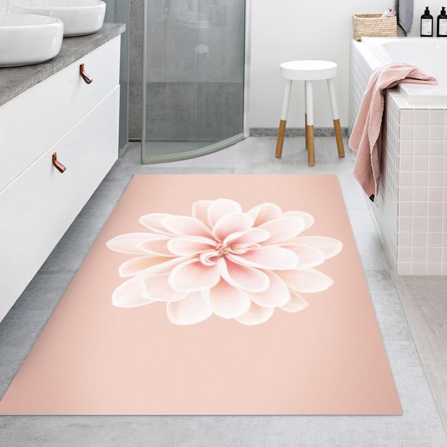 Moderner Teppich Dahlie Rosa Pastell Weiß Zentriert