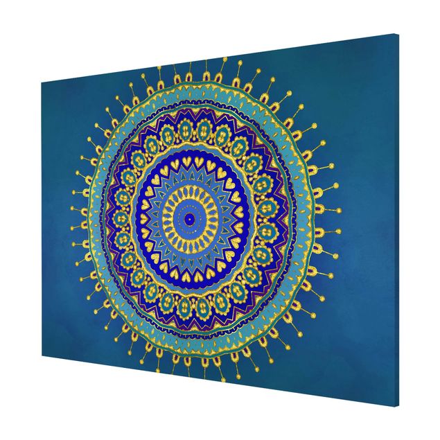 Magnettafel Design Mandala Blau Gold
