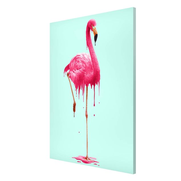 Magnettafel - Jonas Loose - Schmelzender Flamingo - Memoboard Hochformat 3:2