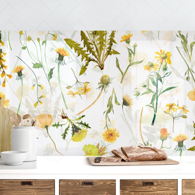 Platte Küchenrückwand Gelbe Wildblumen