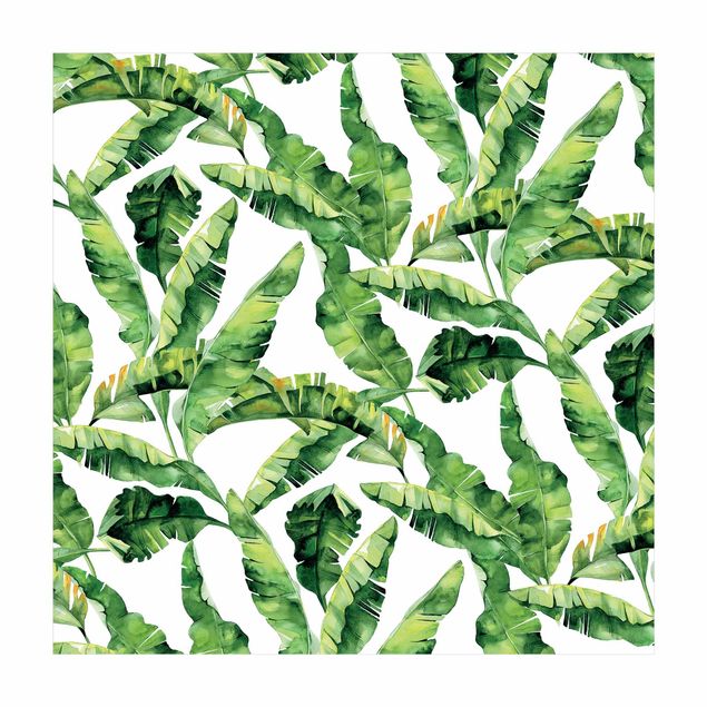 Teppich grün Bananenblatt Aquarell Muster