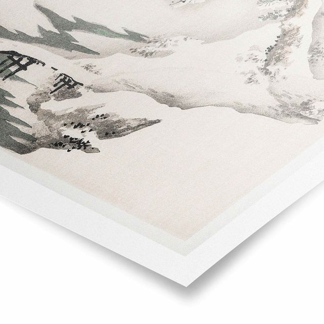 Poster kaufen Asiatische Vintage Zeichnung Winterlandschaft
