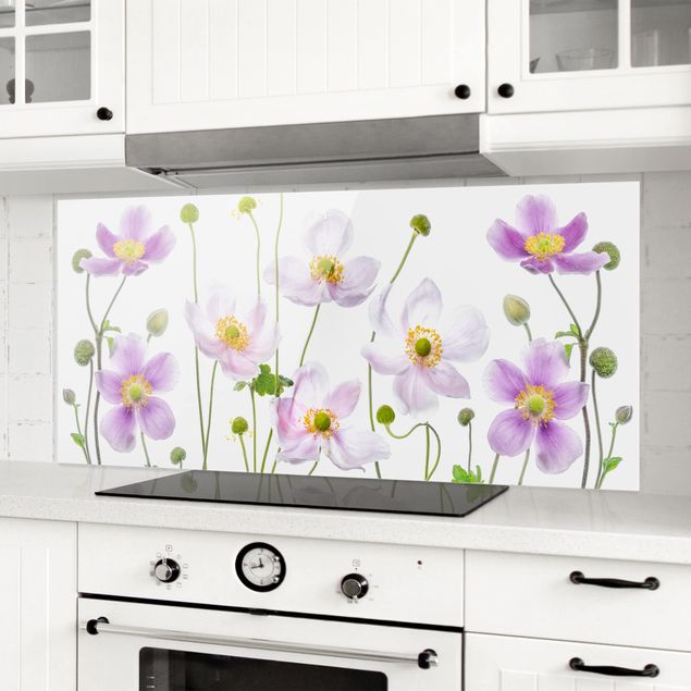 Glasrückwand Küche Blumen Anemonen Mix