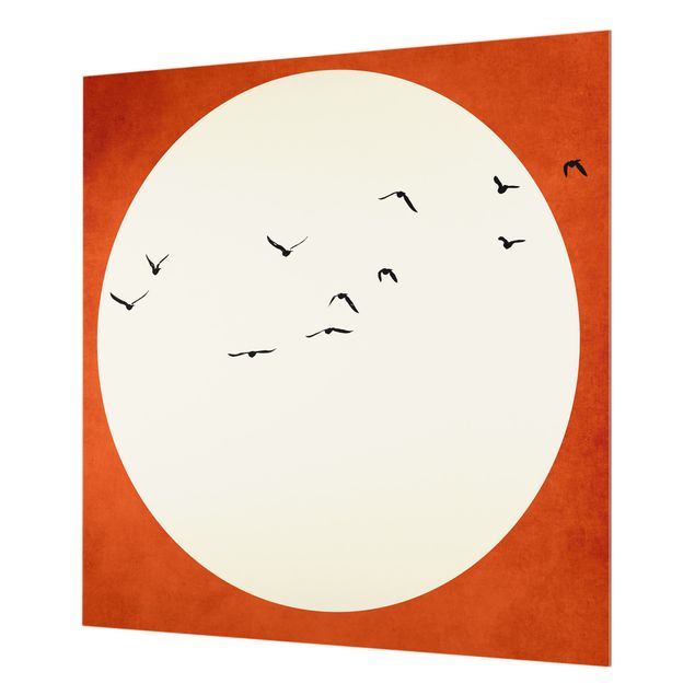 Kubistika Prints Vogelschwarm im Abendrot