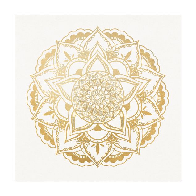Teppich gold Mandala Blume gold weiß