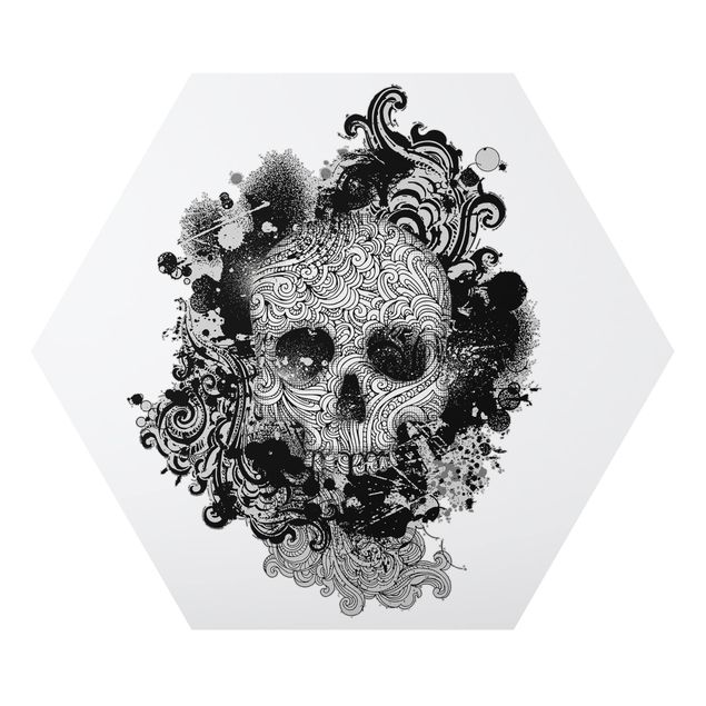 Hexagon Bild Alu-Dibond - Skull