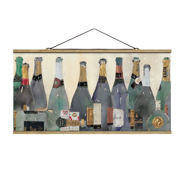 Stoffbild mit Posterleisten - Entkorkt - Champagner - Querformat 2:1