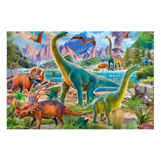 Magnettafel - Brachiosaurus und Tricaterops - Hochformat 3:2