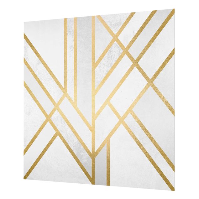 Spritzschutz Küche Art Deco Geometrie Weiß Gold