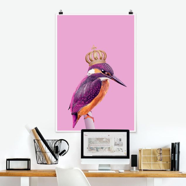 Wand Poster XXL Rosa Eisvogel mit Krone