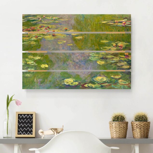 Holzbilder Blumen Claude Monet - Grüne Seerosen