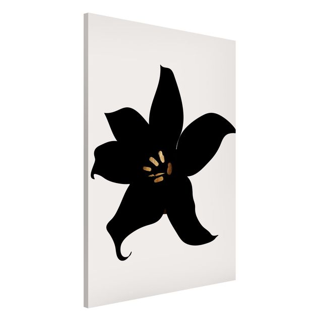 Magnettafel - Grafische Pflanzenwelt - Orchidee Schwarz und Gold - Hochformat 2:3