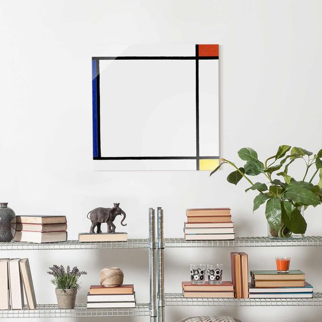 Glasbild - Piet Mondrian - Komposition III - Quadrat 1:1