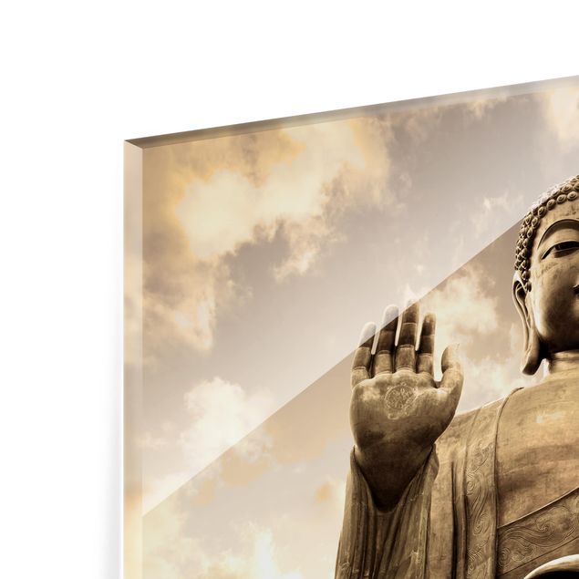 Glas Spritzschutz - Großer Buddha Sepia - Querformat - 4:3