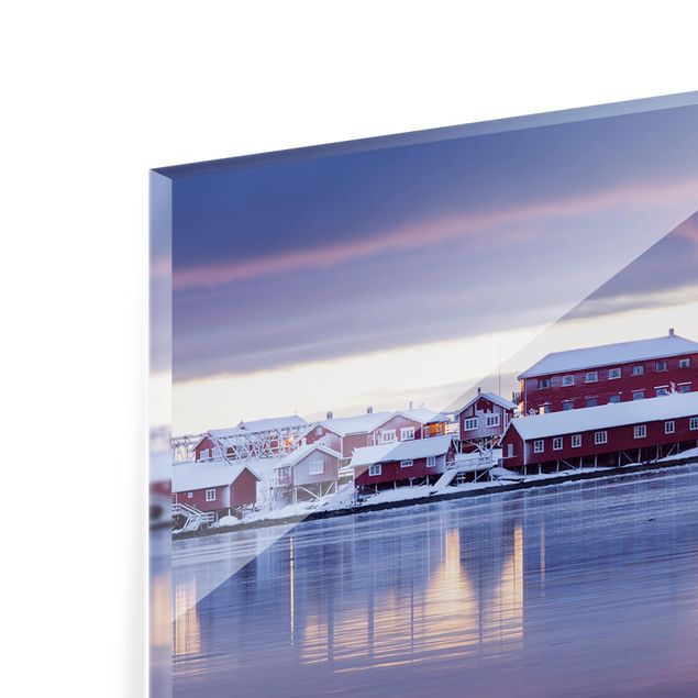 Spritzschutz Glas - Reine in Norwegen - Panorama - 5:2