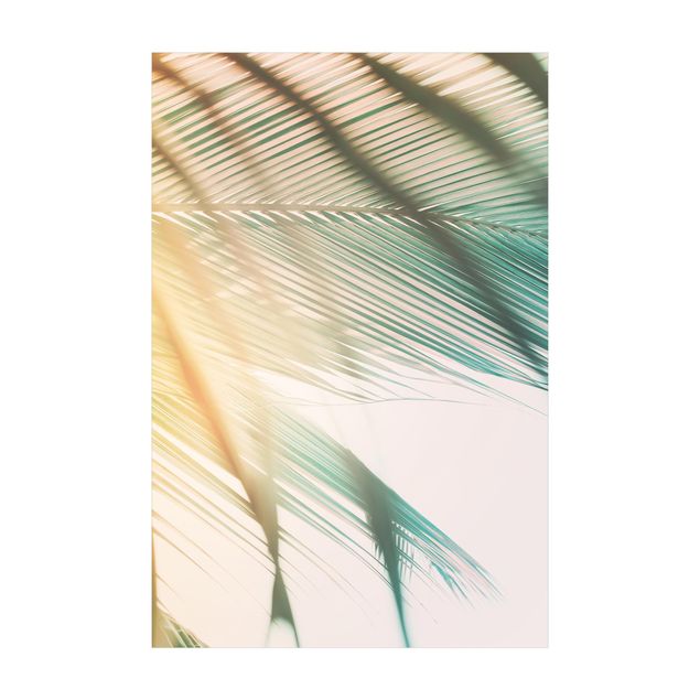 Teppich türkis Tropische Pflanzen Palmen bei Sonnenuntergang II