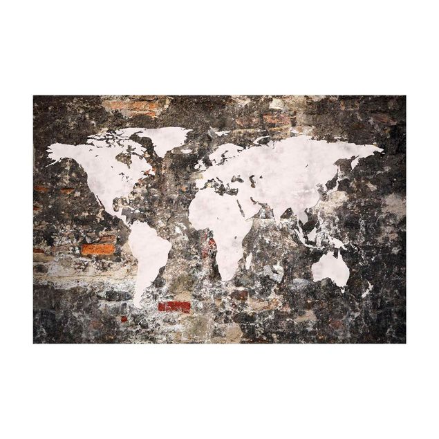 Teppich Weltkarte Alte Mauer Weltkarte