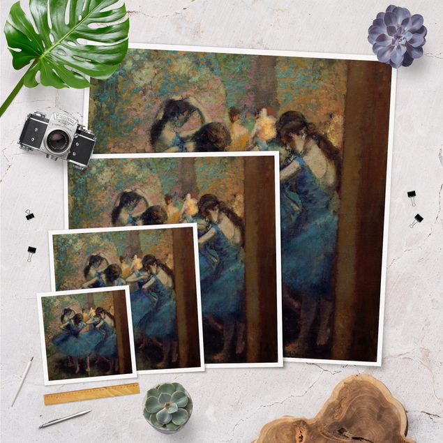 Poster - Edgar Degas - Blaue Tänzerinnen - Quadrat 1:1