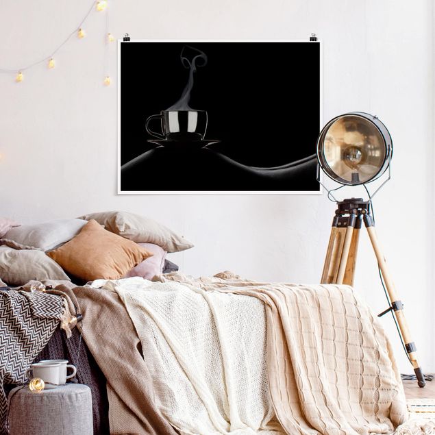 Poster schwarz-weiß Coffee in Bed