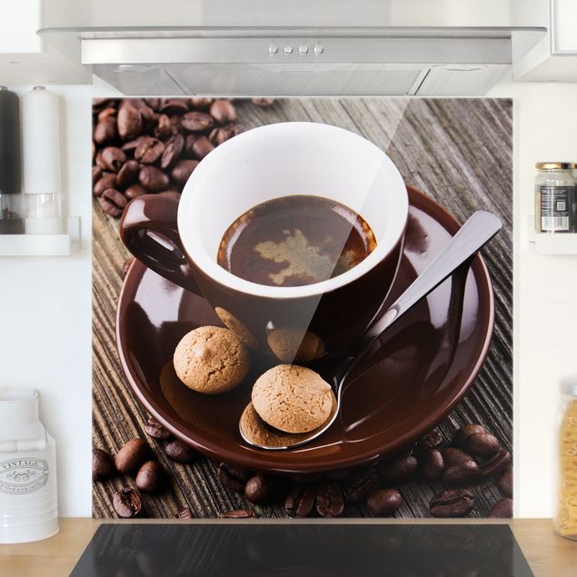 Spritzschutz Backen & Kaffee Kaffeetasse mit Kaffeebohnen
