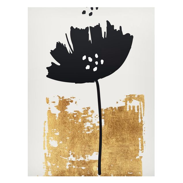 Magnettafel - Goldene Mohn Blume - Hochformat 3:4