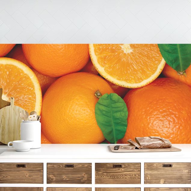 Platte Küchenrückwand Saftige Orangen