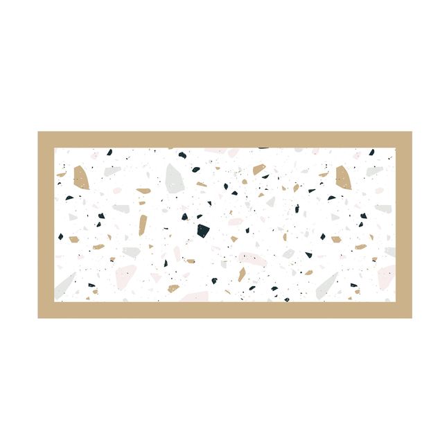Teppich weiß Detailliertes Terrazzo Muster San Remo mit Rahmen