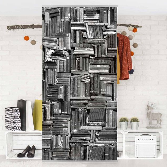 Raumteiler - Shabby Bücherwand schwarz weiß 250x120cm
