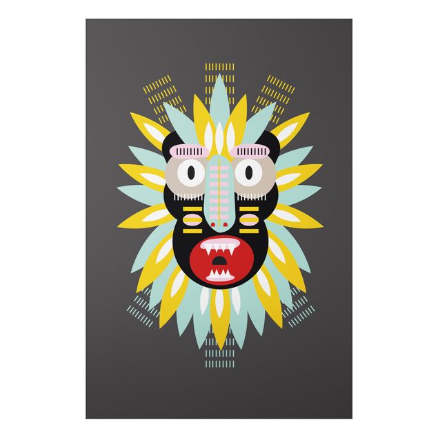 Aluminium Print gebürstet - Collage Ethno Maske - King Kong - Hochformat 3:2
