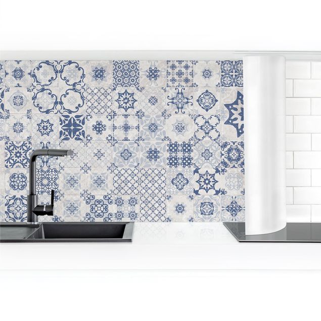 Küchenrückwand selbstklebend Keramikfliesen Agadir blau