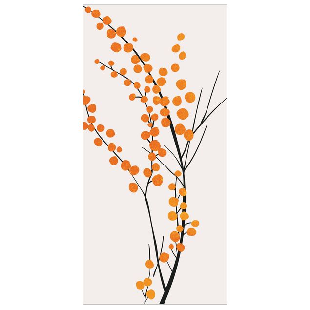 Vorhang Raumtrenner Grafische Pflanzenwelt - Beeren Orange