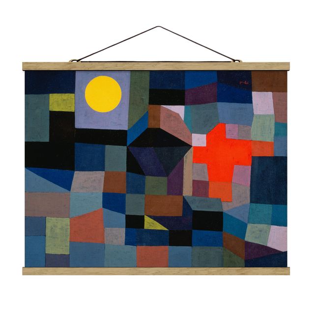 Stoffbilder mit Posterleisten Paul Klee - Feuer bei Vollmond