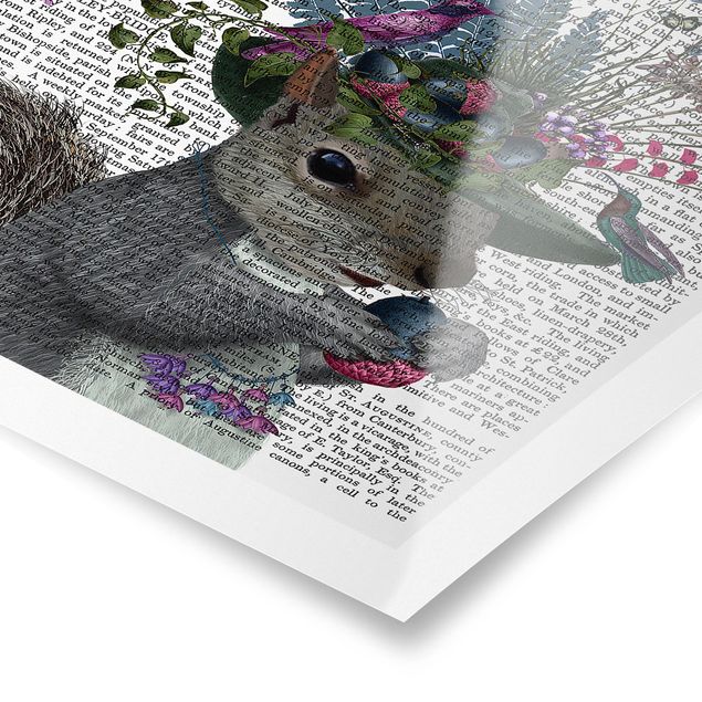 Poster - Vogelfänger - Eichhörnchen mit Eicheln - Hochformat 3:2