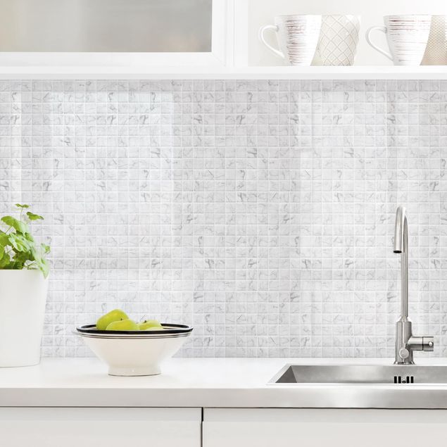 Platte Küchenrückwand Mosaikfliese Marmoroptik Bianco Carrara