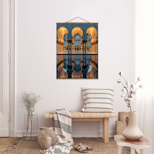 Stoffbilder mit Posterleisten Reflexionen in der Moschee