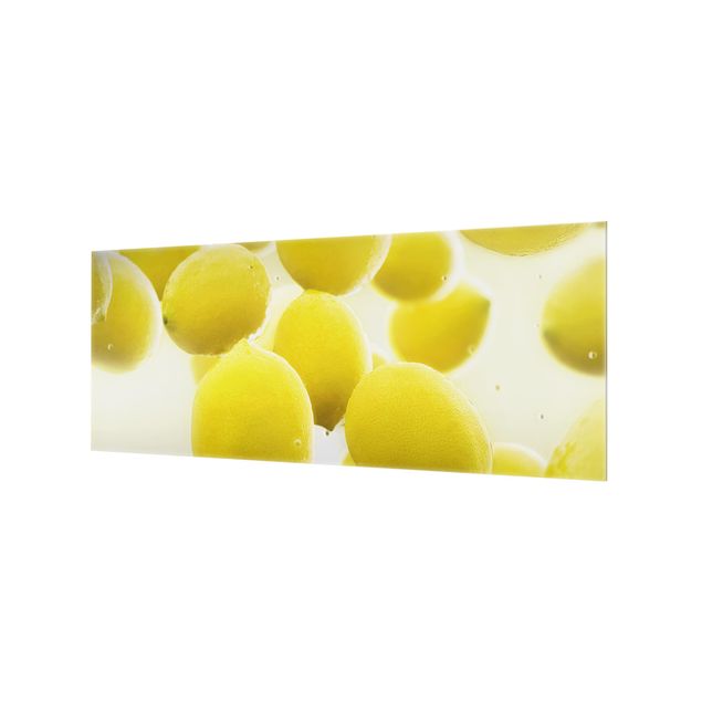 Spritzschutz Glas - Zitronen im Wasser - Panorama - 5:2
