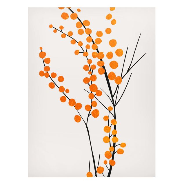 Magnettafel - Grafische Pflanzenwelt - Beeren Orange - Hochformat 3:4