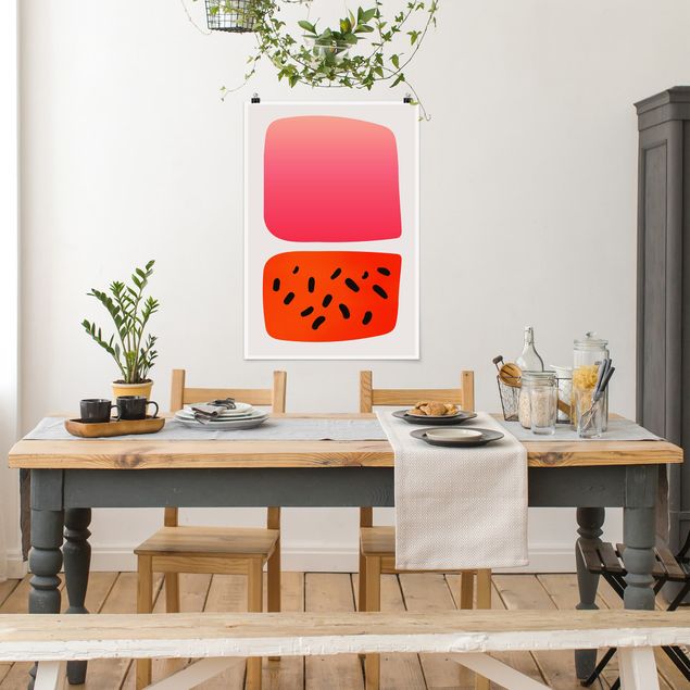 Moderne Poster Abstrakte Formen - Melone und Rosa