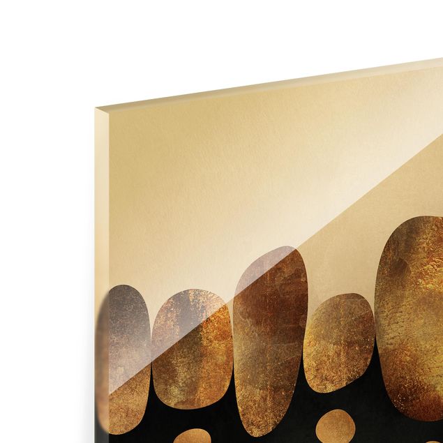 Glasbild - Abstrakte goldene Steine - Quadrat 1:1