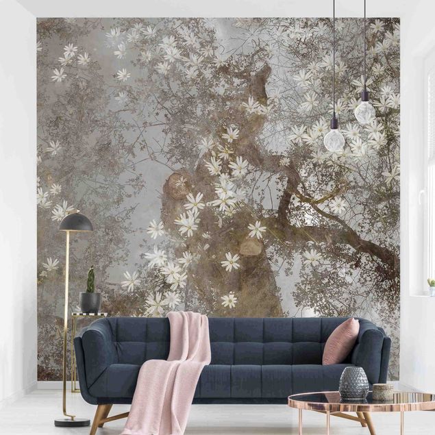 Fototapete - Abstrakter Baum mit Blüten