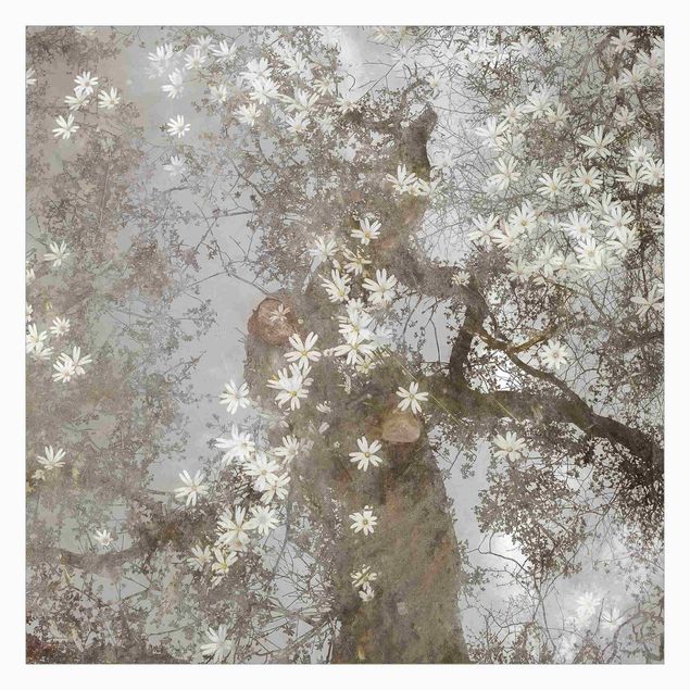 Fototapete - Abstrakter Baum mit Blüten