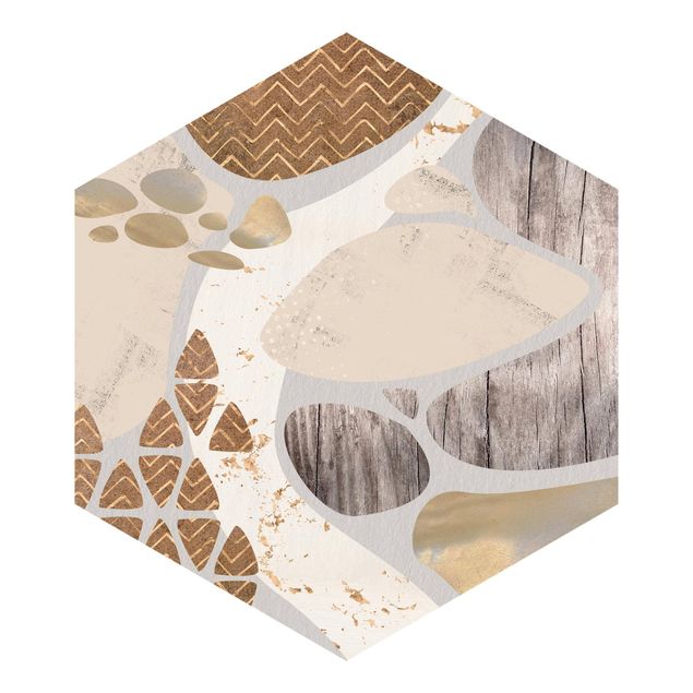 Hexagon Fototapete selbstklebend - Abstrakter Steinbruch Pastellmuster
