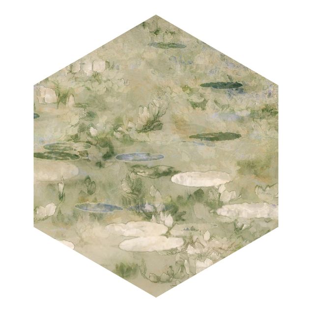 Hexagon Mustertapete selbstklebend - Abstrakter Teich