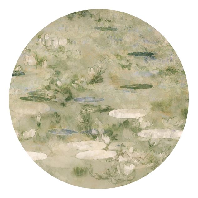 Runde Tapete selbstklebend - Abstrakter Teich