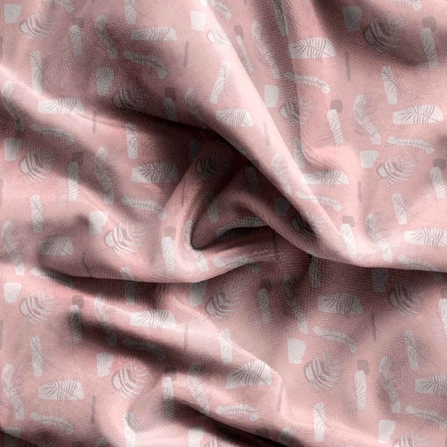 Vorhang blickdicht Abstraktes Muster mit Palmblätter - Blasses Pink
