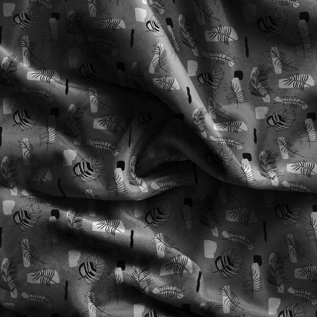 Vorhang blickdicht Abstraktes Muster mit Palmblätter - Grau