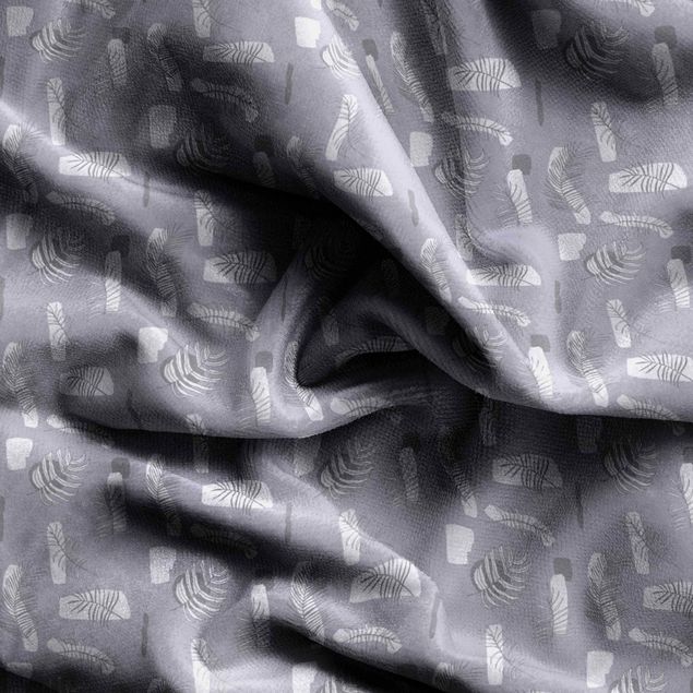 Vorhang blickdicht Abstraktes Muster mit Palmblätter - Pastell graues Violett