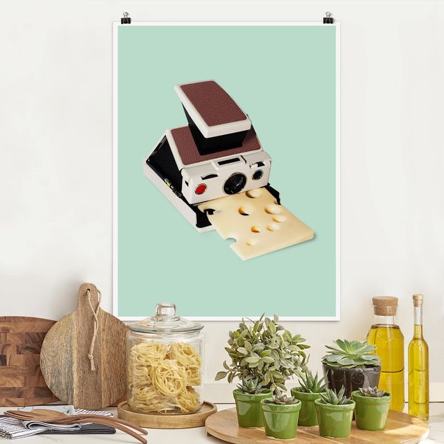 XXL Poster Kamera mit Käse