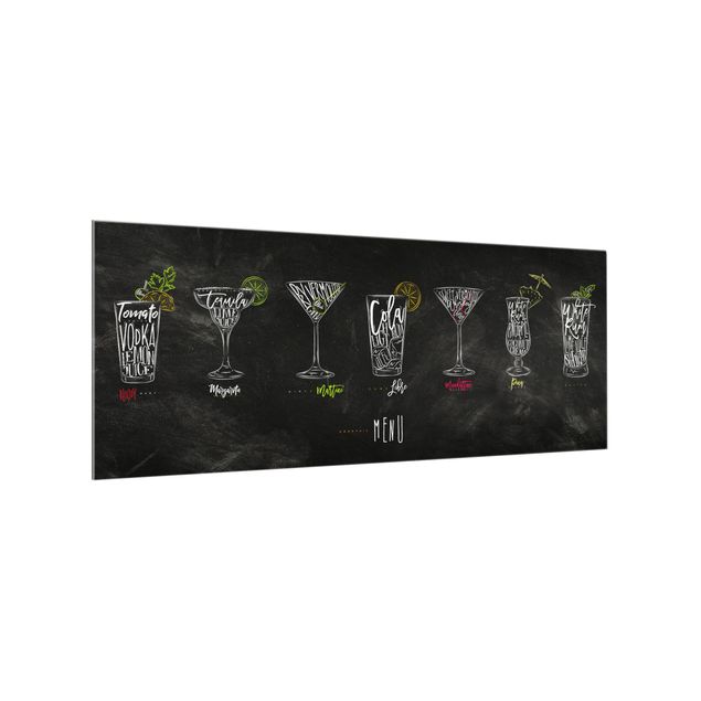 Spritzschutz Glas - Cocktail Menu - Panorama - 5:2