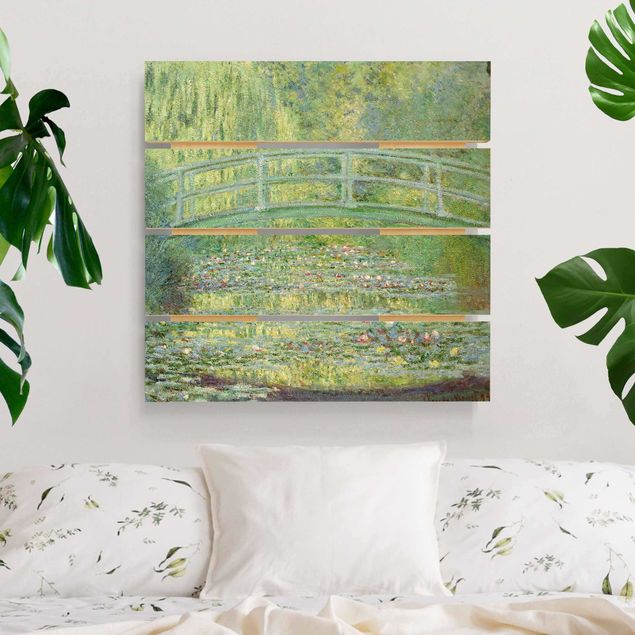 Holzbilder Natur Claude Monet - Japanische Brücke